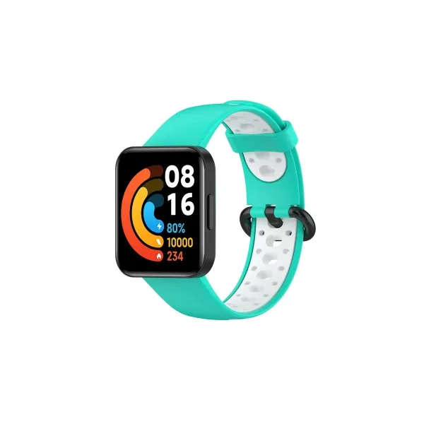 Xiaomi Redmi Watch 2 Spor Delikli Kordon - Turkuaz-beyaz