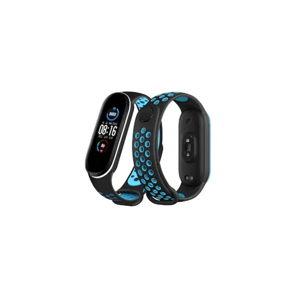 Xiaomi Mi Band 6 Spor Delikli Kordon - Siyah-mavi-beyaz