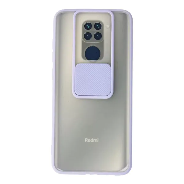 Xiaomi Redmi Note 9 Kılıf Palm Buzlu Kamera Sürgülü Silikon - Lila