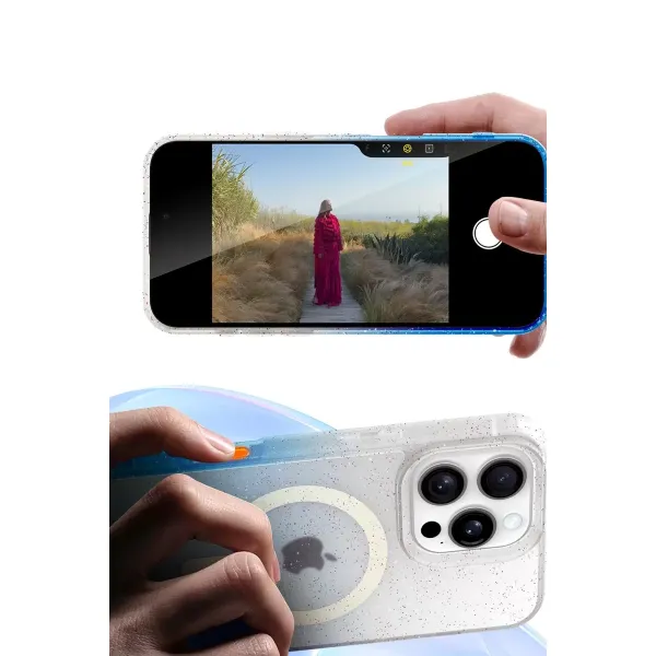Apple İphone 15 Plus Pummel Shiny Magsafe Kapak - Mavi