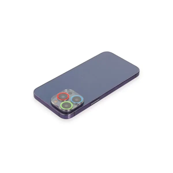 Apple İphone 12 Pro Renkli Kamera Lens Koruma Cam - Mavi-yeşil