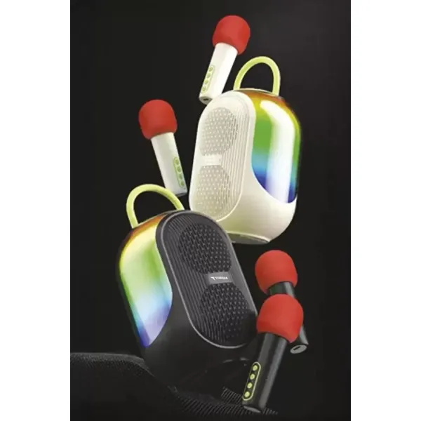 Bluetooth Hoparlör Çift Mikrofonlu Kablosuz Parti Speaker Beyaz