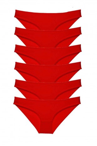 6 adet Süper Eko Set Likralı Kadın Slip Külot Kırmızı