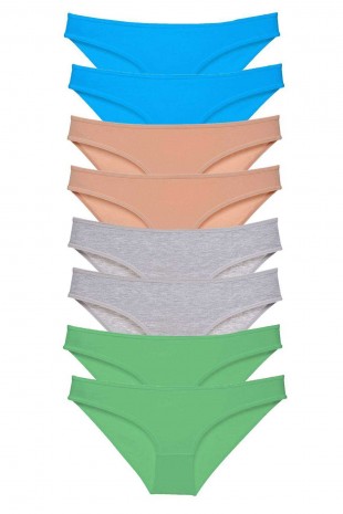 8 adet Süper Eko Set Likralı Kadın Slip Külot Ten Gri Yeşil Mavi