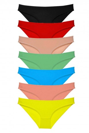 7 adet Süper Eko Set Likralı Kadın Slip Külot Çok Renkli