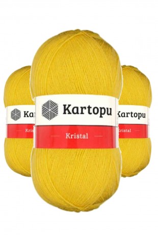 3 Adet Kristal Çift Katlı El Örgü Lif İpi Sarı K301