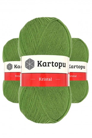 3 Adet Kristal Çift Katlı El Örgü Lif İpi Açık Yeşil K442