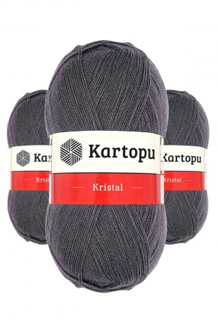 3 Adet Kristal Çift Katlı El Örgü Lif İpi Kömür Gri K556