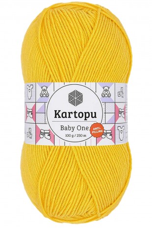 Baby One Tüylenmeyen El Örgü İpi Yünü Sarı K154