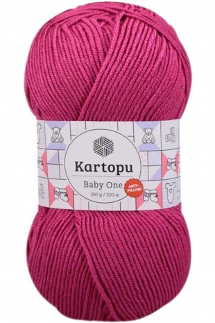 1 Adet Baby One Tüylenmeyen El Örgü İpi Yünü Fuşya K245