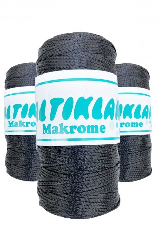 3 Adet Polyester Makrome İpi 68 Füme Gri 100 gr