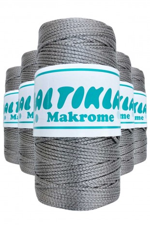 5 Adet Polyester Makrome İpi 430 Orta Gri 100 gr