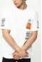 Beyaz Ön ve Kol Baskılı Erkek Oversize Kısa Kollu T-Shirt