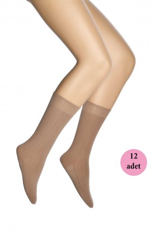 12 Adet Masaj Kadın Çorap Bronz 38