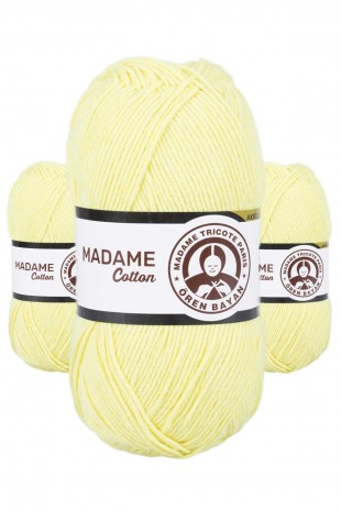 3 Adet Madame Cotton El Örgü İpi Yünü 100 gr 006 Açık Sarı