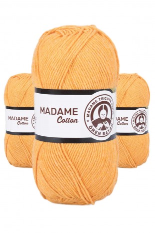 3 Adet Madame Cotton El Örgü İpi Yünü 100 gr 007 Turuncu