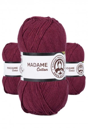 3 Adet Madame Cotton El Örgü İpi Yünü 100 gr 010 Bordo