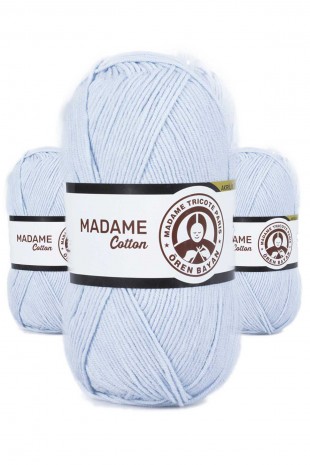 3 Adet Madame Cotton El Örgü İpi Yünü 100 gr 031 Bebe Mavisi