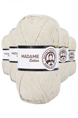 5 Adet Madame Cotton El Örgü İpi Yünü 100 gr 005 Bej