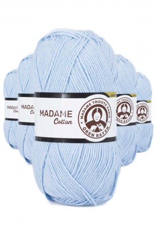 5 Adet Madame Cotton El Örgü İpi Yünü 100 gr 014 Bebe Mavi