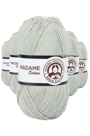 5 Adet Madame Cotton El Örgü İpi Yünü 100 gr 020 Açık Yeşil