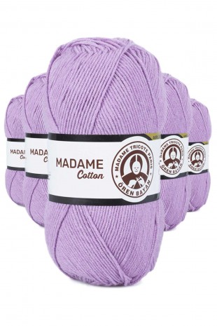 5 Adet Madame Cotton El Örgü İpi Yünü 100 gr 023 Lila