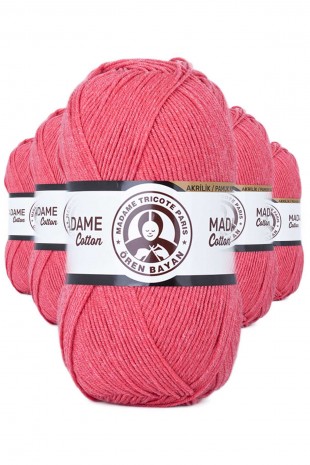 5 Adet Madame Cotton El Örgü İpi Yünü 100 gr 043 Koyu Pembe