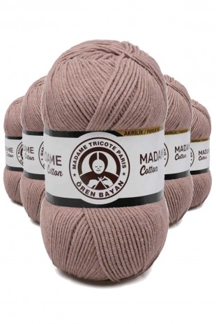 5 Adet Madame Cotton El Örgü İpi Yünü 100 gr 057 Açık Kahve