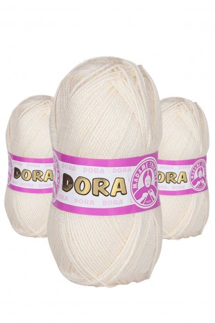 3 Adet Dora El Örgü İpi Yünü 100 gr 004 Krem