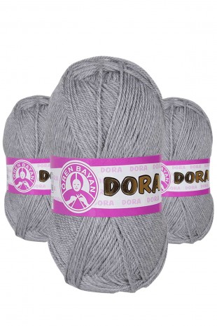 3 Adet Dora El Örgü İpi Yünü 100 gr 007 Gri