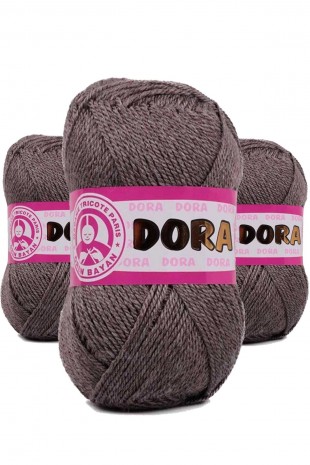 3 Adet Dora El Örgü İpi Yünü 100 gr 014 Kahverengi