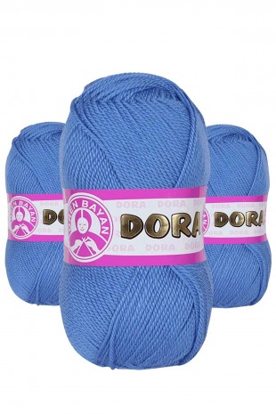 3 Adet Dora El Örgü İpi Yünü 100 gr 015 Mavi