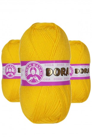 3 Adet Dora El Örgü İpi Yünü 100 gr 029 Koyu Sarı