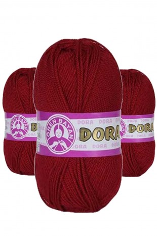 3 Adet Dora El Örgü İpi Yünü 100 gr 033 Koyu Kırmızı
