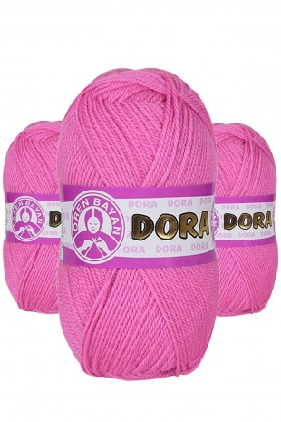 3 Adet Dora El Örgü İpi Yünü 100 gr 042 Pembe