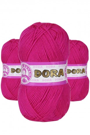 3 Adet Dora El Örgü İpi Yünü 100 gr 045 Fuşya