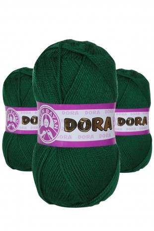 3 Adet Dora El Örgü İpi Yünü 100 gr 068 Yeşil
