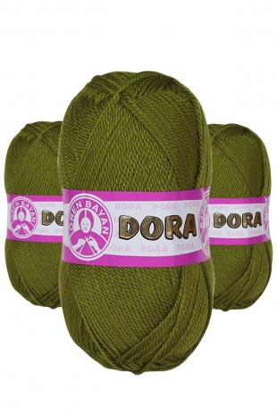 3 Adet Dora El Örgü İpi Yünü 100 gr 076 Yeşil