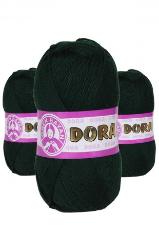 3 Adet Dora El Örgü İpi Yünü 100 gr 088 Koyu Yeşil