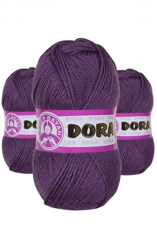 3 Adet Dora El Örgü İpi Yünü 100 gr 104 Mor