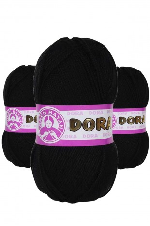 3 Adet Dora El Örgü İpi Yünü 100 gr 999 Siyah