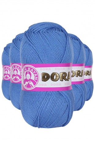 5 Adet Dora El Örgü İpi Yünü 100 gr 015 Mavi