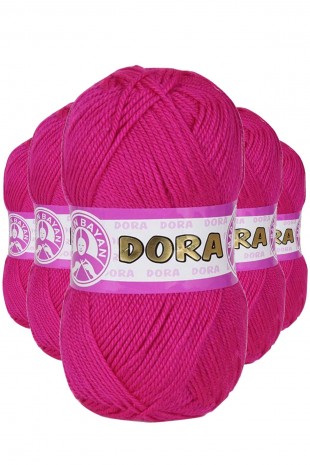 5 Adet Dora El Örgü İpi Yünü 100 gr 045 Fuşya