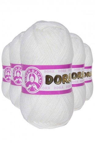 5 Adet Dora El Örgü İpi Yünü 100 gr 100 Beyaz