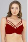 Çapraz İpli Dantelli Silikonlu Dolu Sütyen Bordo