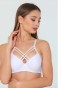 Çapraz İpli Silikonlu Dolu Sütyen Beyaz