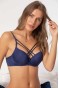 Çapraz İpli Silikonlu Boş Sütyen Lacivert