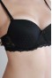 Dolgulu Silikonlu Tül Dantelli Sütyen Siyah