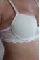 Dolgulu Silikonlu Tül Dantelli Sütyen Ekru