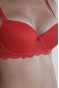 Dolgulu Silikonlu Tül Dantelli Sütyen Kırmızı